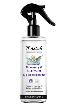 Raslok Rosemary & Rice Water Hair Spray bottle side view