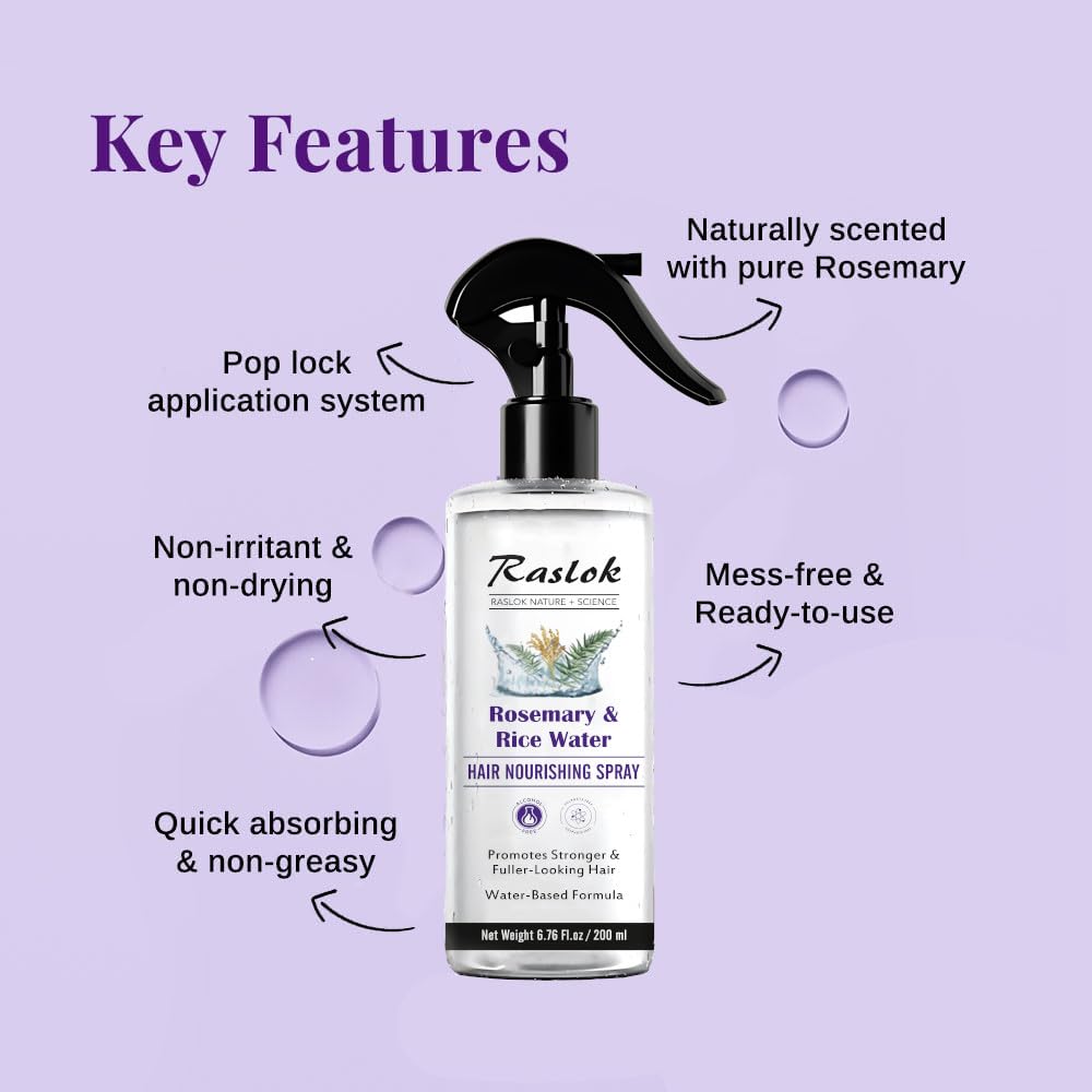 Raslok Rosemary & Rice Water Hair Spray spray nozzle close-up