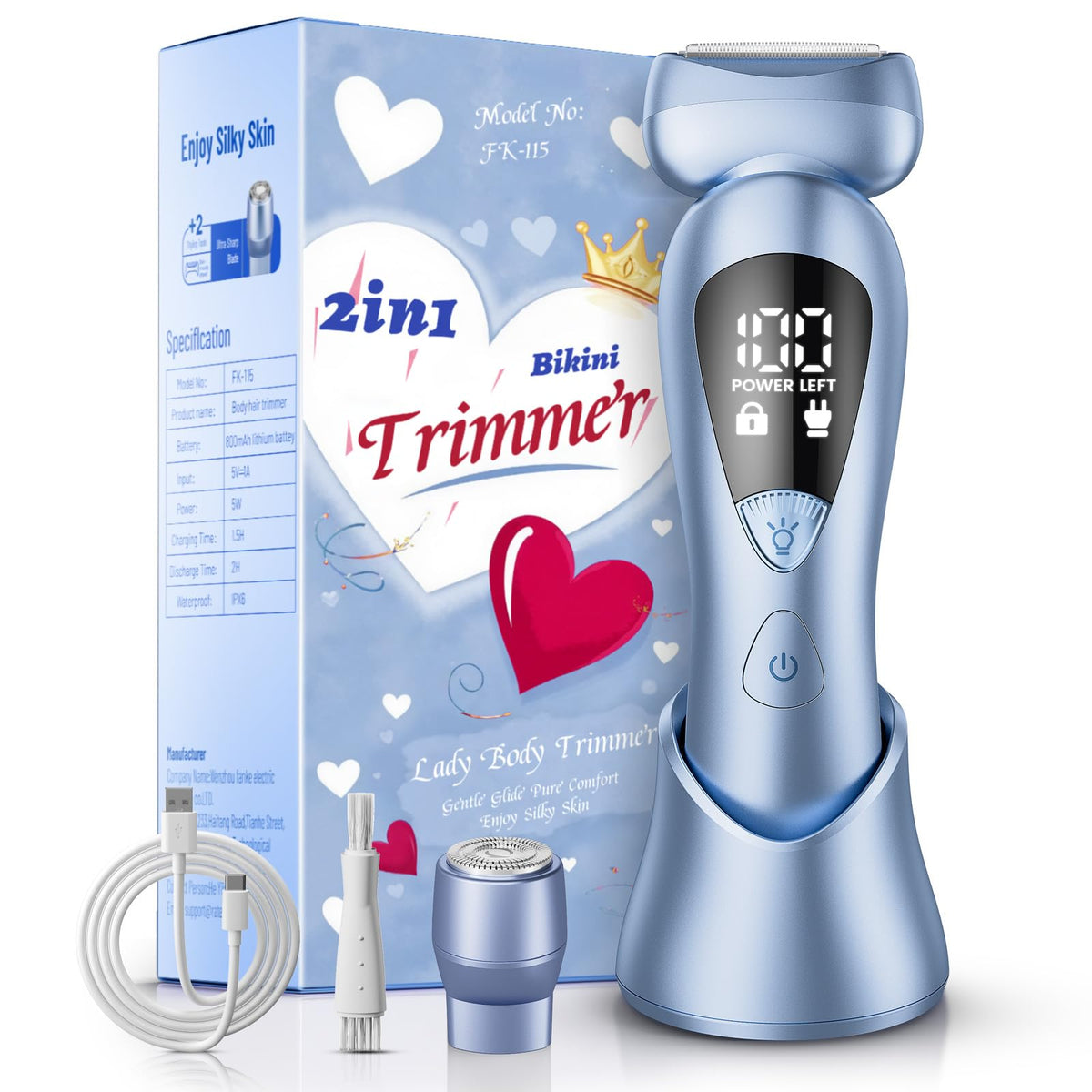 rategist Cordless Electric Razor for Women front view with LED display