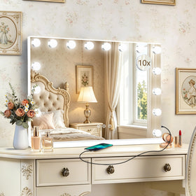 Ratsamee 26" x 20" Hollywood Vanity Mirror front view with lights
