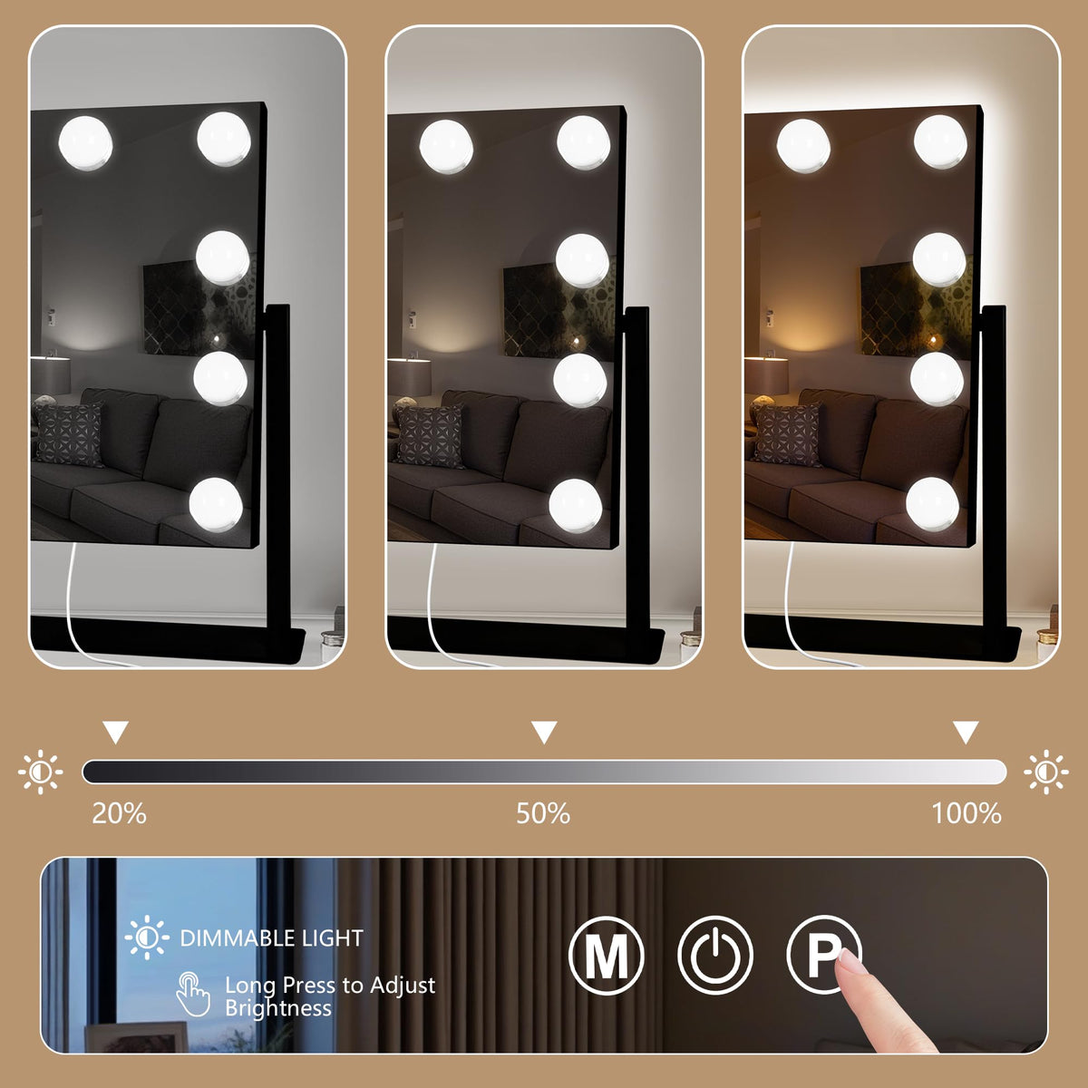 Ratsamee Durable Aluminum Makeup Mirror close-up