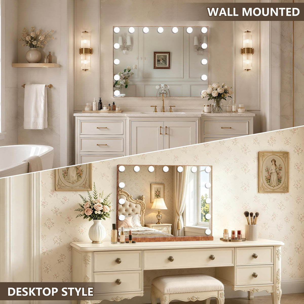 Ratsamee Hollywood Vanity Mirror displaying 3 colour light settings