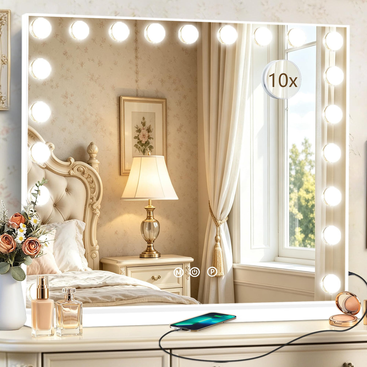 Ratsamee Hollywood Vanity Mirror elegant design on makeup desk