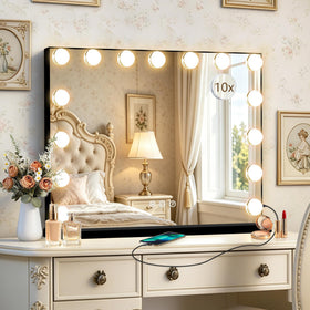 Ratsamee Hollywood Vanity Mirror front view with 15 dimmable bulbs