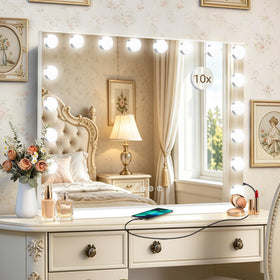 Ratsamee Hollywood Vanity Mirror front view with 18 dimmable bulbs