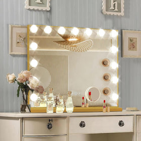 Ratsamee Hollywood Vanity Mirror front view with dimmable bulbs