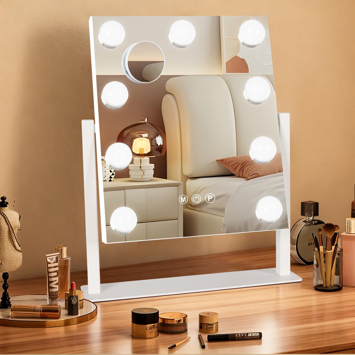 Ratsamee Hollywood Vanity Mirror front view with lights