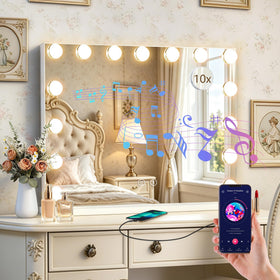Ratsamee Hollywood Vanity Mirror front view with lights