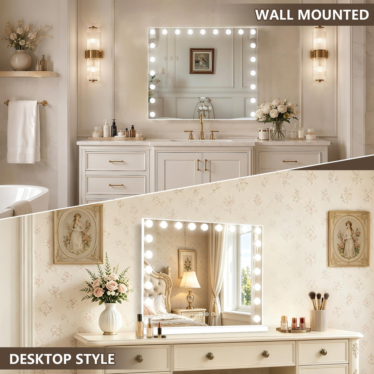 Ratsamee Hollywood Vanity Mirror in a well-lit makeup setup