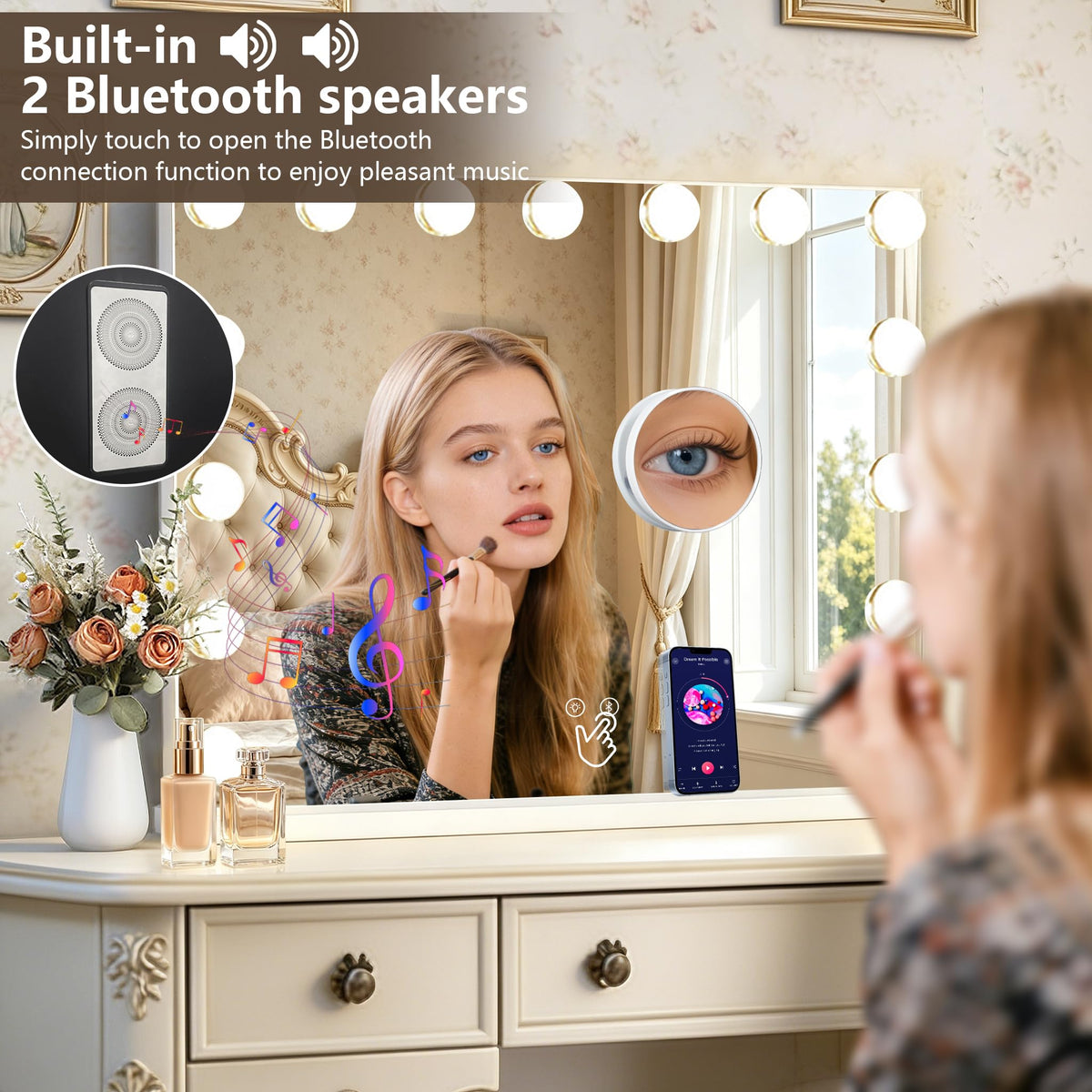 Ratsamee Hollywood Vanity Mirror showing colour temperature settings