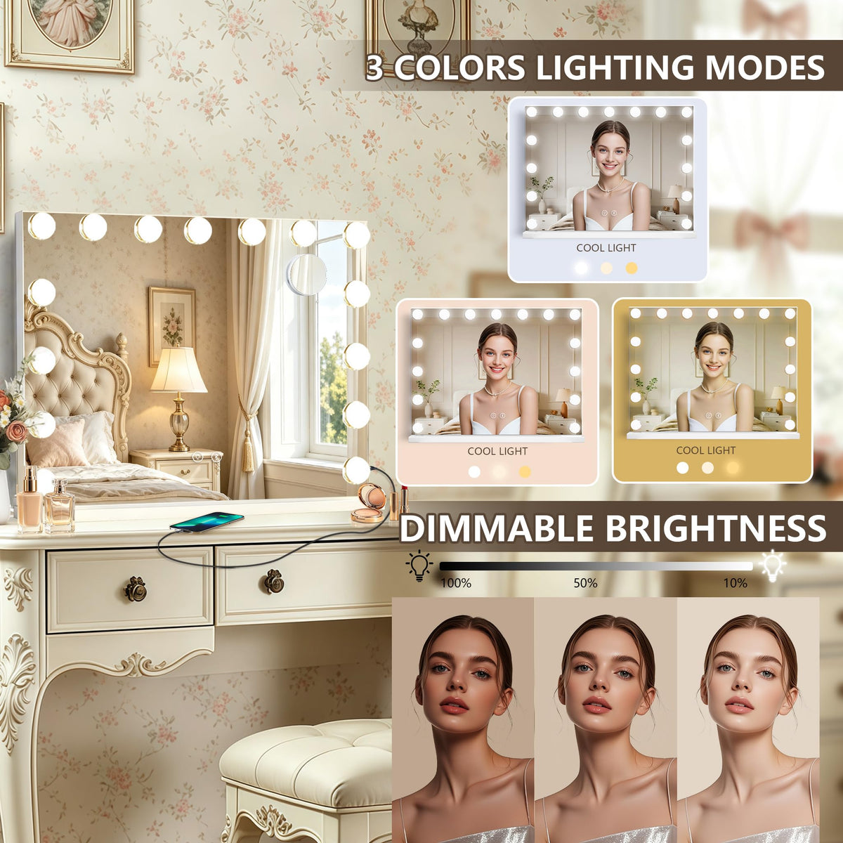 Ratsamee Hollywood Vanity Mirror with Bluetooth speaker