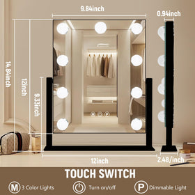 Ratsamee Makeup Mirror with touch control and adjustable brightness