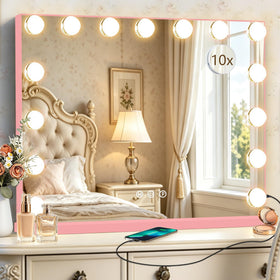 Ratsamee Pink Hollywood Vanity Mirror showing memory function feature