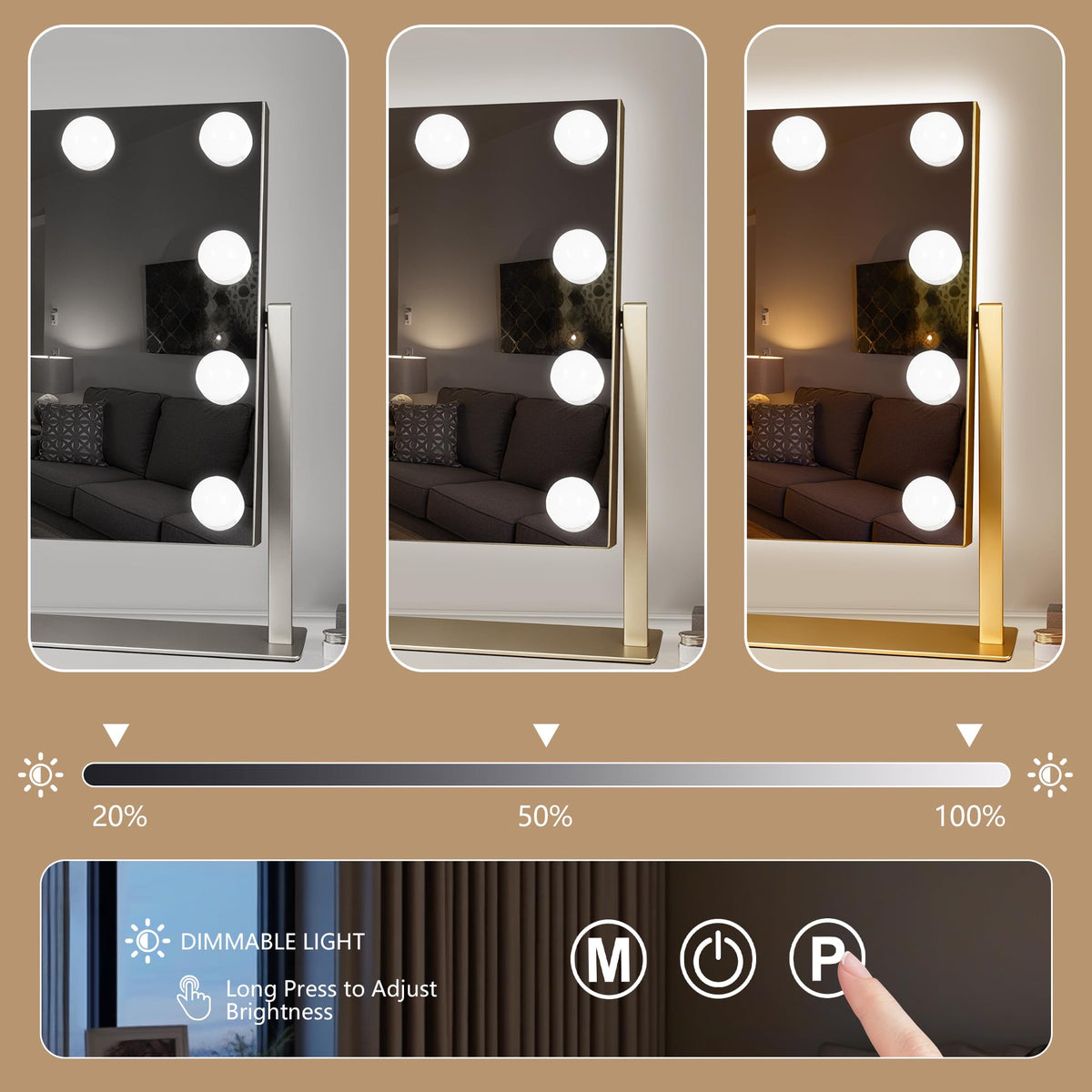 Ratsamee Portable Travel Makeup Mirror on vanity with cosmetics