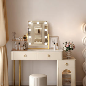 Ratsamee Portable Travel Makeup Mirror side view showing touch control