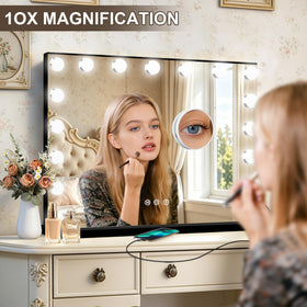 Ratsamee Vanity Mirror close-up of dimmable bulbs