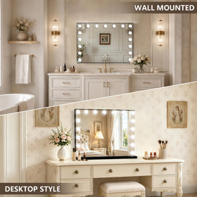 Ratsamee Vanity Mirror displaying three colour light settings