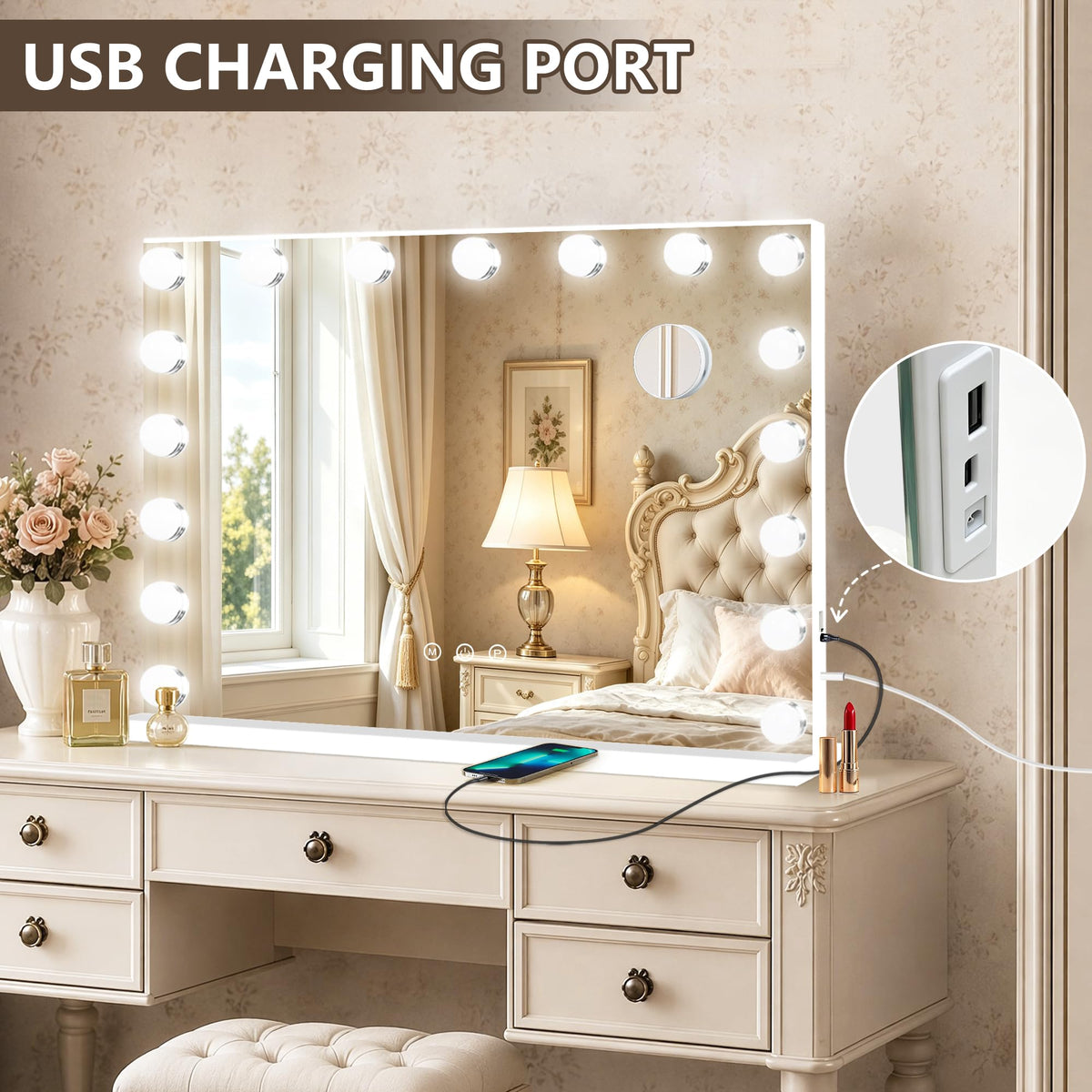 Ratsamee Vanity Mirror elegant aluminum frame