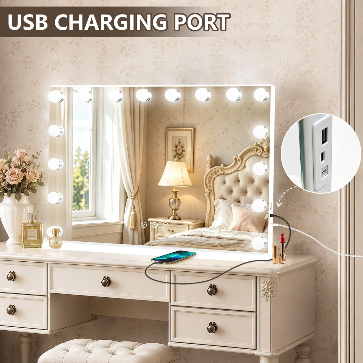 Ratsamee Vanity Mirror illuminated with cool light setting