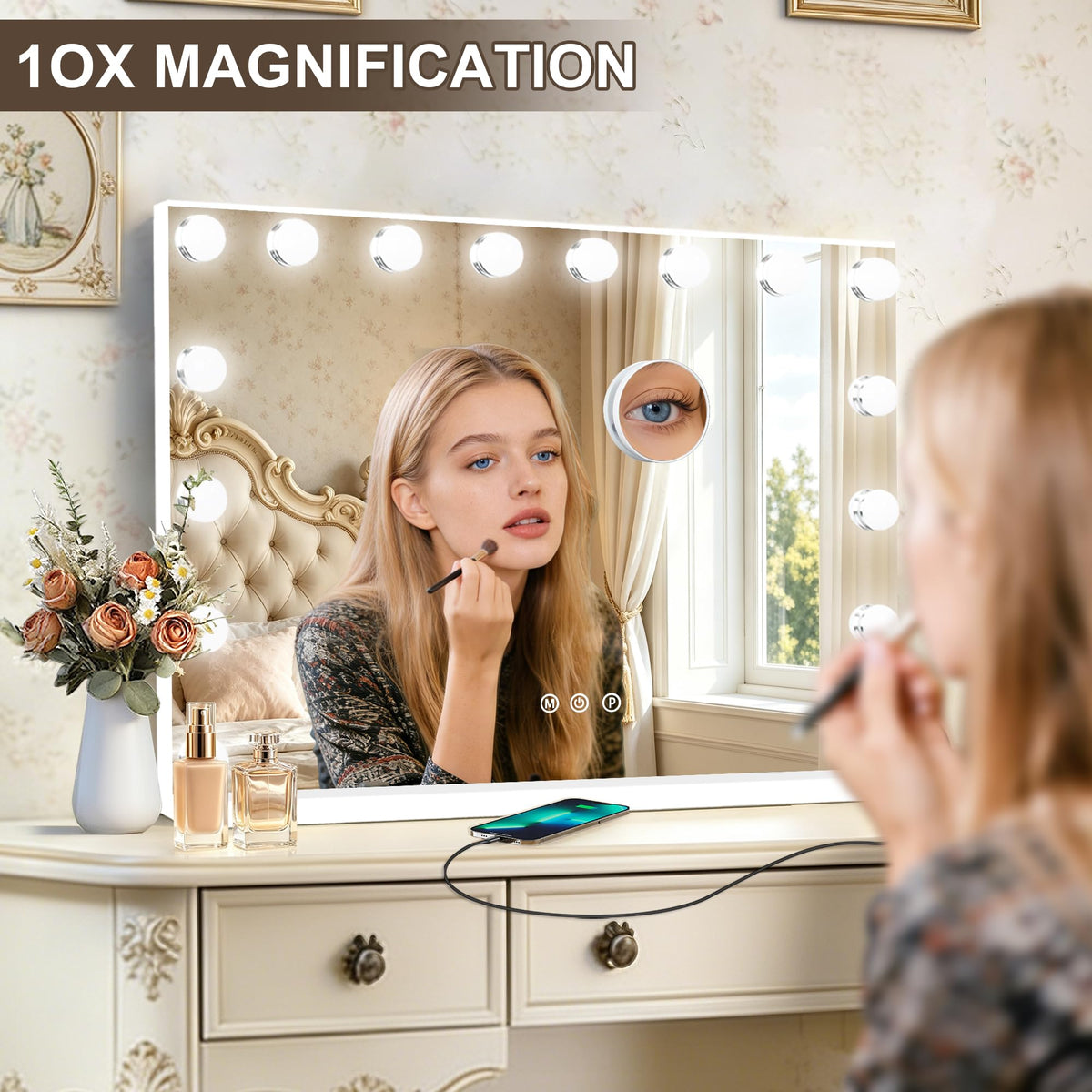 Ratsamee Vanity Mirror illuminated with natural light setting