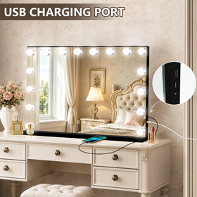 Ratsamee Vanity Mirror on a makeup desk with cosmetics
