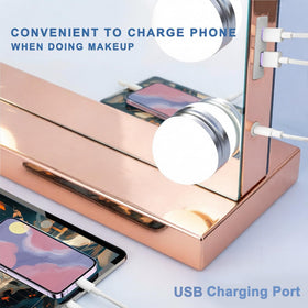 Ratsamee vanity mirror with dimmable bulbs in use
