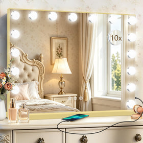 Ratsamee Vanity Mirror with makeup tools arranged around it