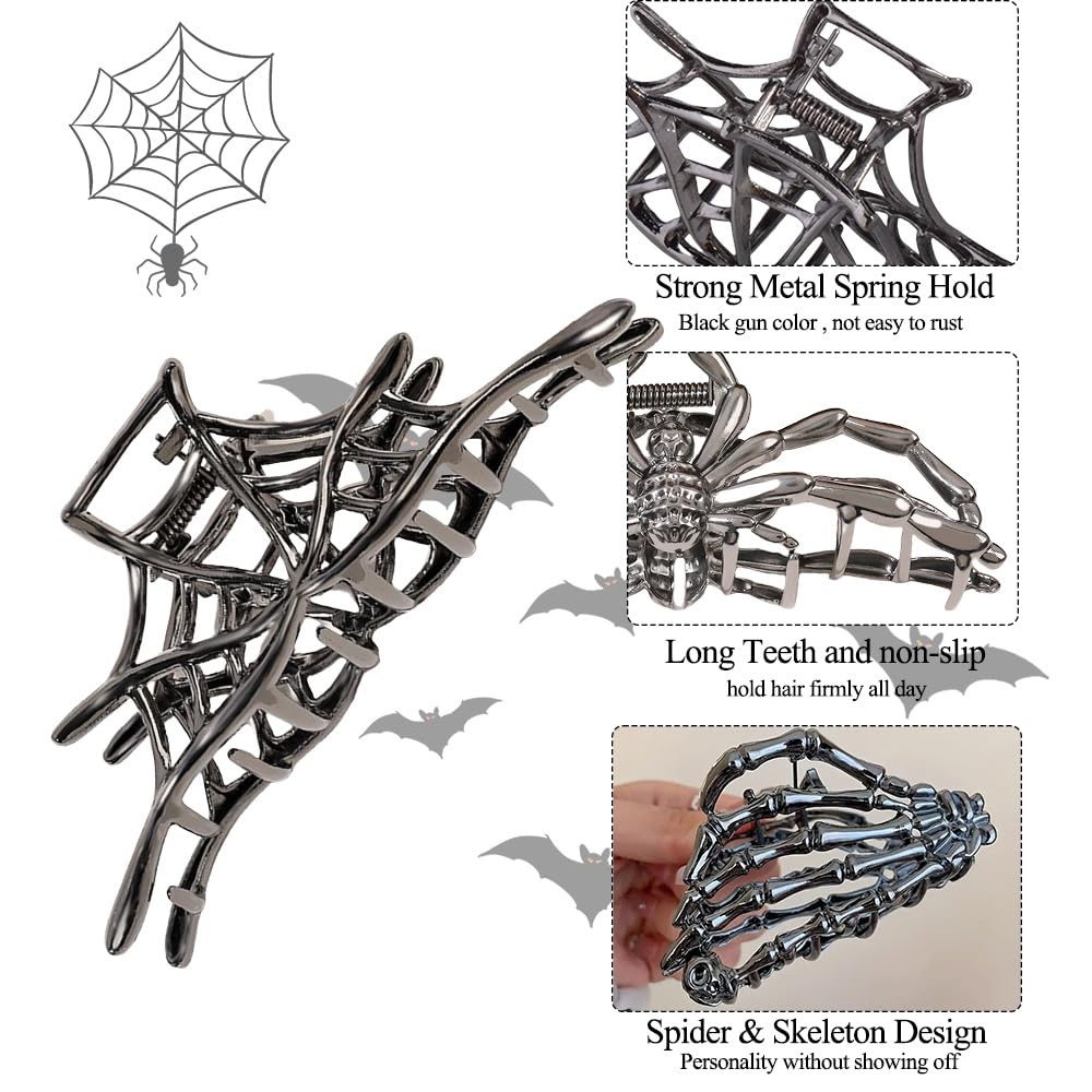 RAUIMOUR Skeleton Hand Hair Clip displayed on a hair bun