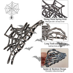 RAUIMOUR Skeleton Hand Hair Clip displayed on a hair bun