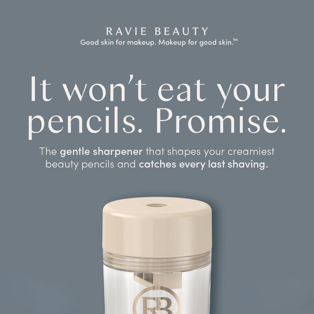Ravie Beauty sharpener with lip liner pencil for demonstration