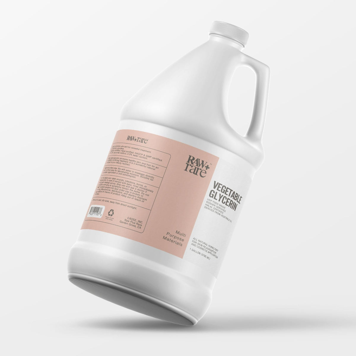 Raw Plus Rare Vegetable Glycerin 1 Gallon front view