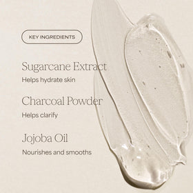 RAW SUGAR Charcoal Bamboo Reset Body Wash with bamboo and charcoal background