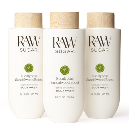 RAW SUGAR Eucalyptus Sandalwood Body Wash 20 Fl Oz front view
