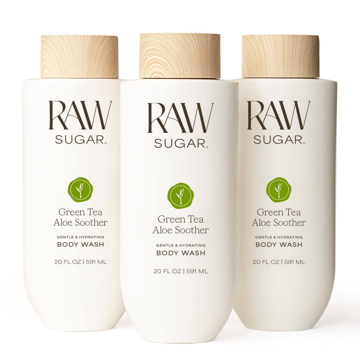 RAW SUGAR Green Tea Aloe Soother Body Wash 20 fl oz front view