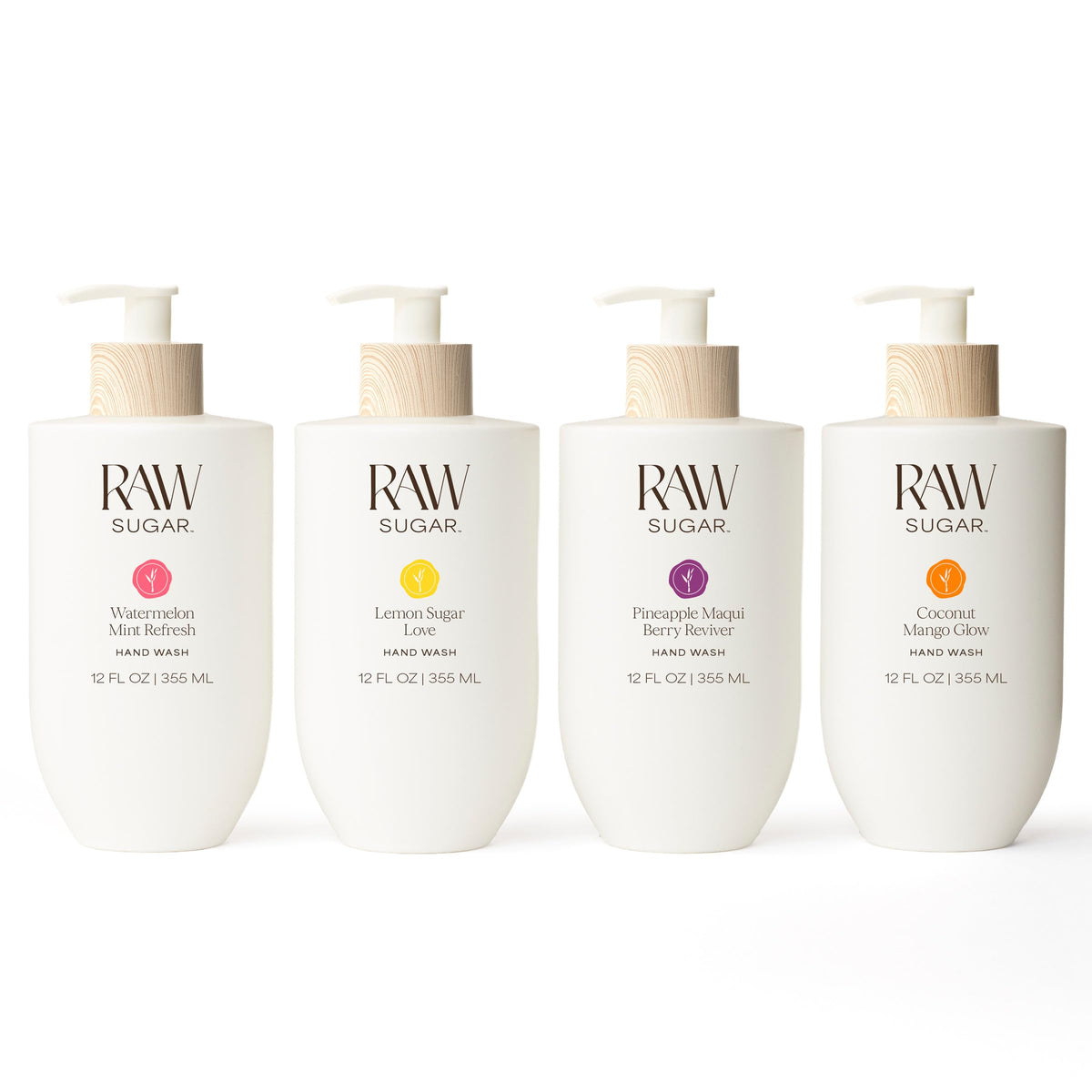 RAW SUGAR Hand Wash Variety Bundle with four bottles