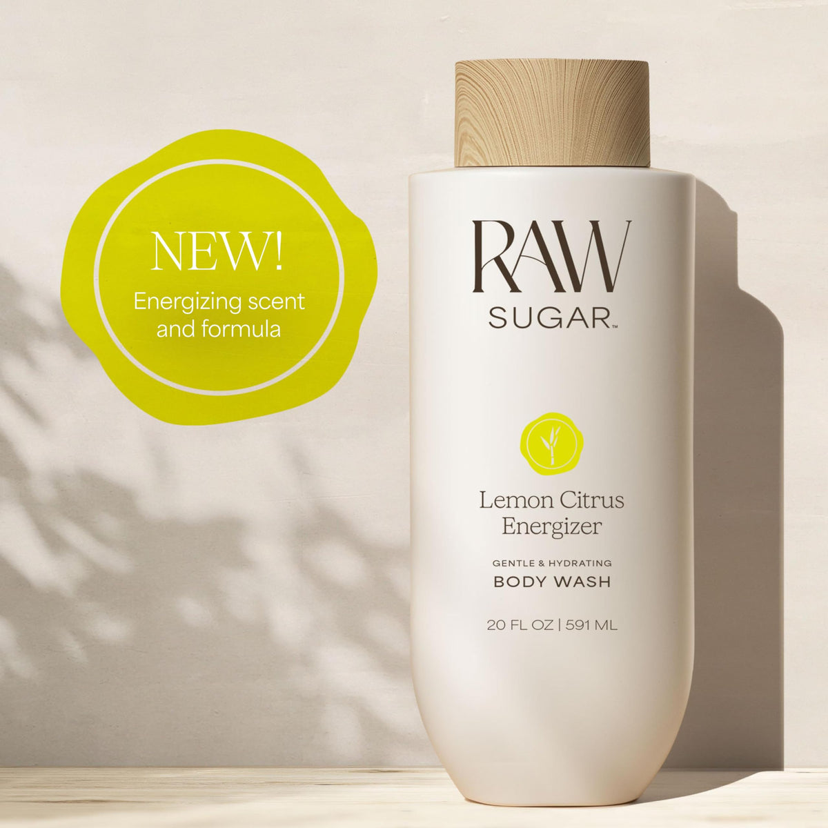 RAW SUGAR Lemon Citrus Energizer Body Wash 20 Fl Oz back view
