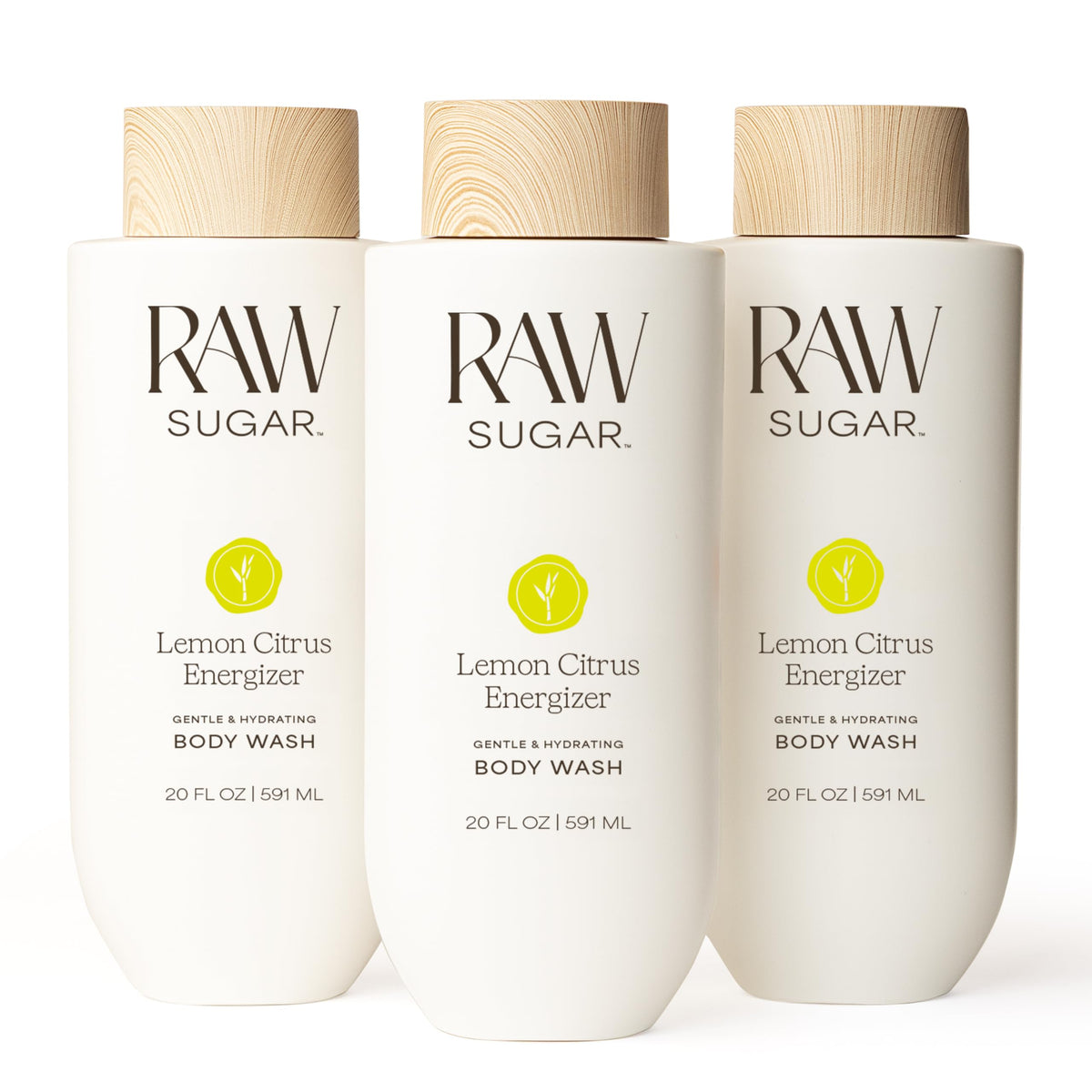 RAW SUGAR Lemon Citrus Energizer Body Wash 20 Fl Oz front view