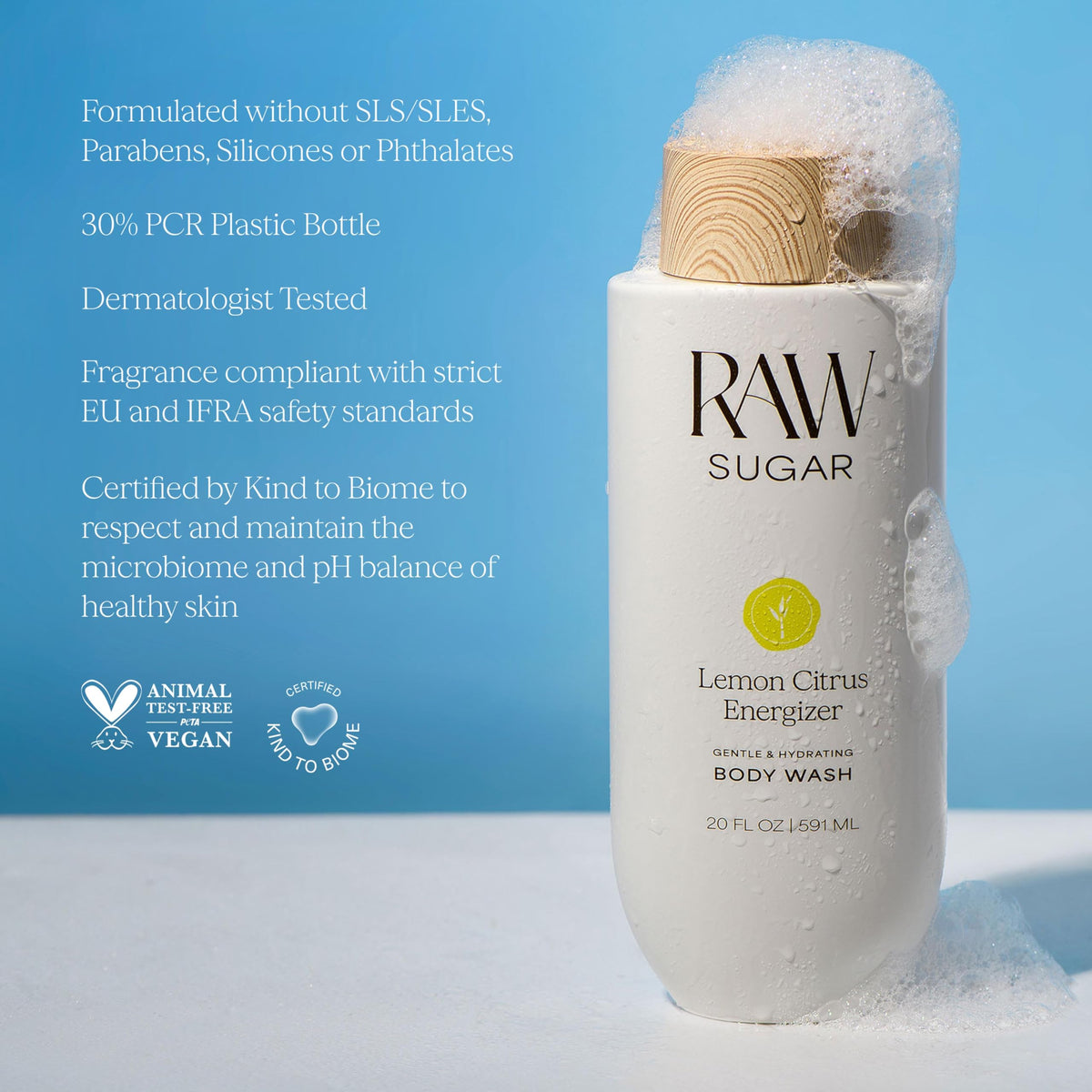 RAW SUGAR Lemon Citrus Energizer Body Wash ingredients list