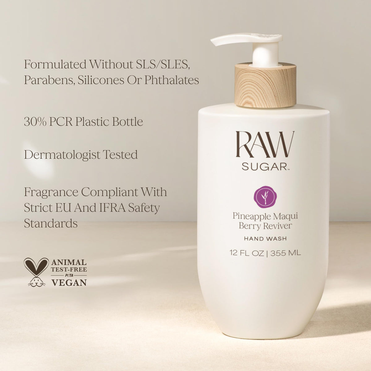RAW SUGAR Pineapple Maqui Berry Reviver Hand Wash in kitchen setting
