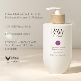 RAW SUGAR Pineapple Maqui Berry Reviver Hand Wash in kitchen setting