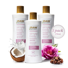 RAW SUGAR Simply Body Wash Beach Rose + Coconut Milk + Shea front view