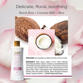 RAW SUGAR Simply Body Wash Beach Rose + Coconut Milk + Shea lifestyle scene