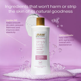 RAW SUGAR Simply Body Wash Beach Rose + Coconut Milk + Shea packaging details
