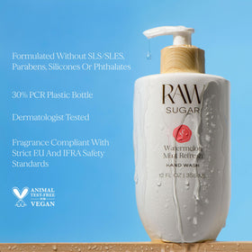 RAW SUGAR Watermelon Mint Hand Wash in a kitchen setting