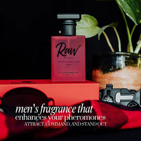 RawChemistry Men's Cologne 1 oz spray bottle open with mist