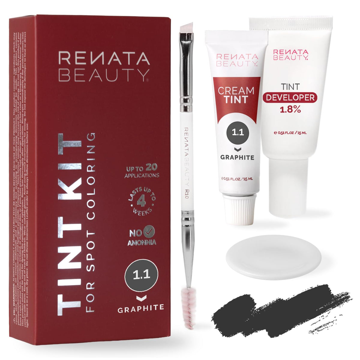 RB RENATA BEAUTY Tint Kit Graphite front view with cream developer