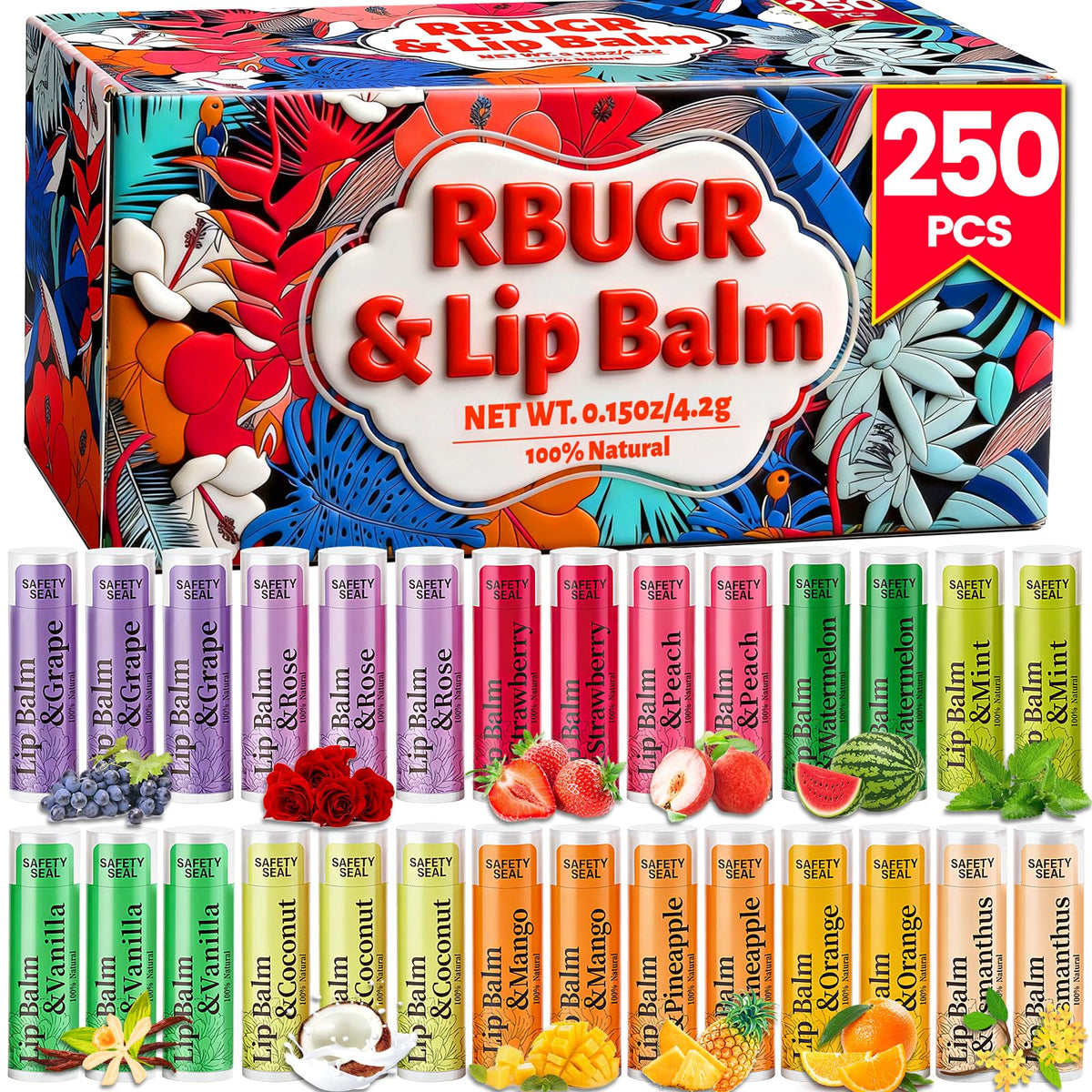 RBUGR Lip Balm Bulk 250 Pack assorted flavours
