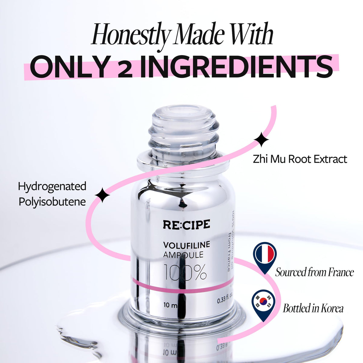 RE:CIPE Volufiline 100% Ampoule on a skincare table