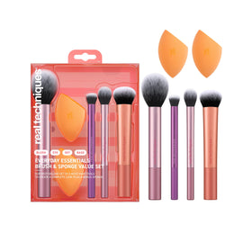 Real Techniques 6 Piece Everyday Essentials Makeup Brush Set front view