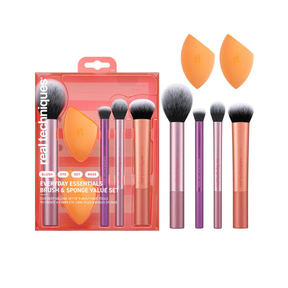 Real Techniques 6 Piece Everyday Essentials Makeup Brush Set front view
